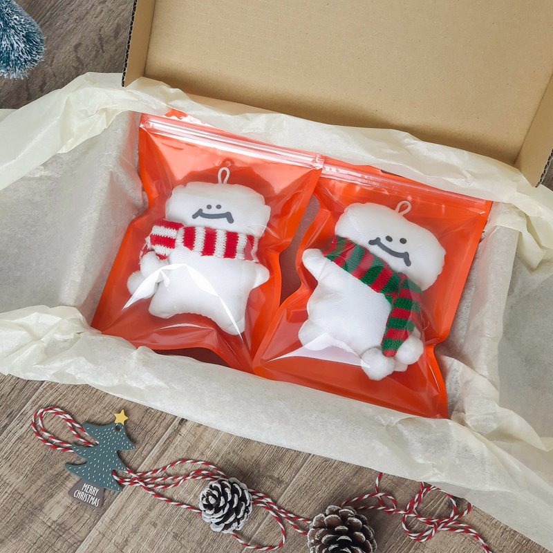 【聖誕禮盒】H仔棉花糖玩偶吊飾禮盒 - 吊飾/掛飾 - 聚酯纖維 白色