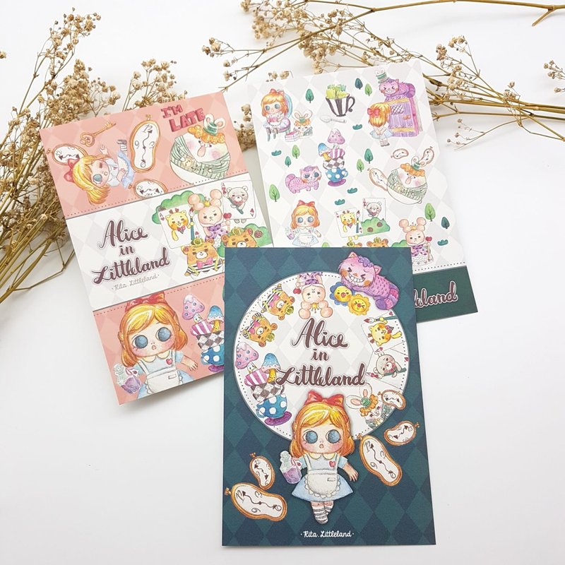 不思議の世界 Alice in Littleland  明信片 - 卡片/明信片 - 紙 粉紅色