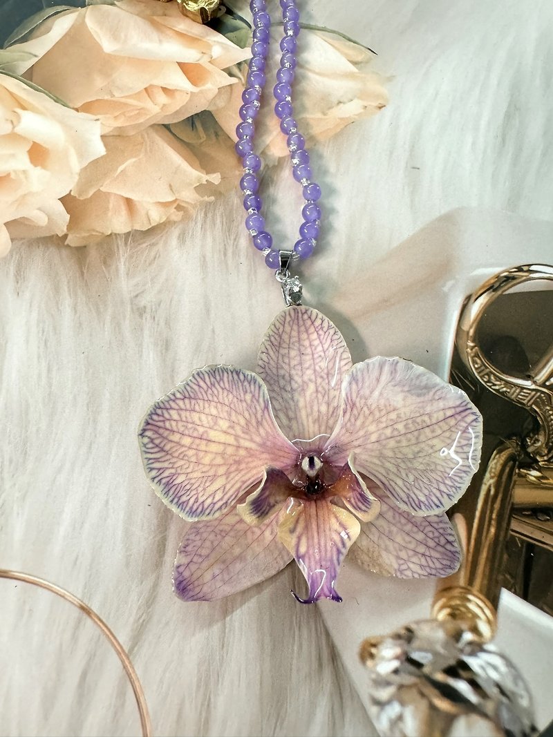 [Amas Orchid Creative] Taiwan Orchid Jewelry/Amethyst Necklace/Lavender/Mother’s Gift - Necklaces - Plants & Flowers 