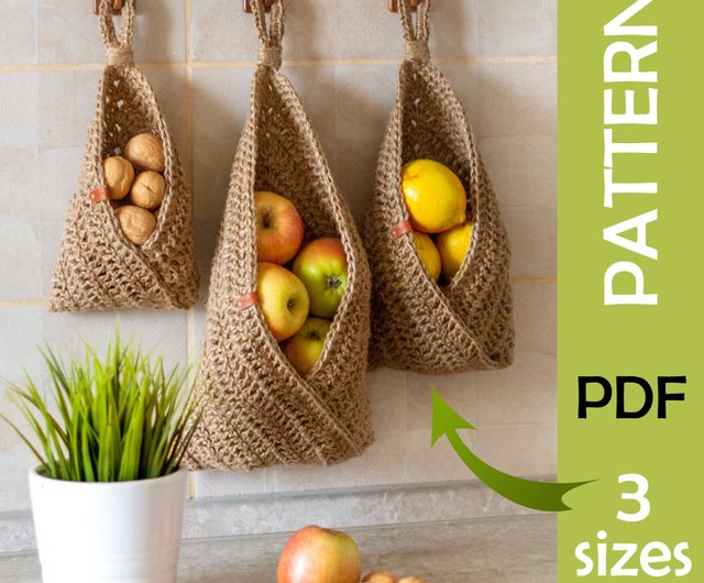 PDF Pattern Crochet basket Easy crochet pattern Hanging frui - Inspire  Uplift