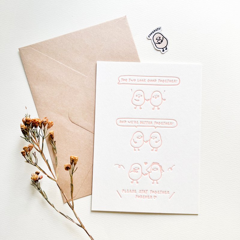 Sweet Potato Wedding Card - Please stay together forever - การ์ด/โปสการ์ด - กระดาษ สึชมพู