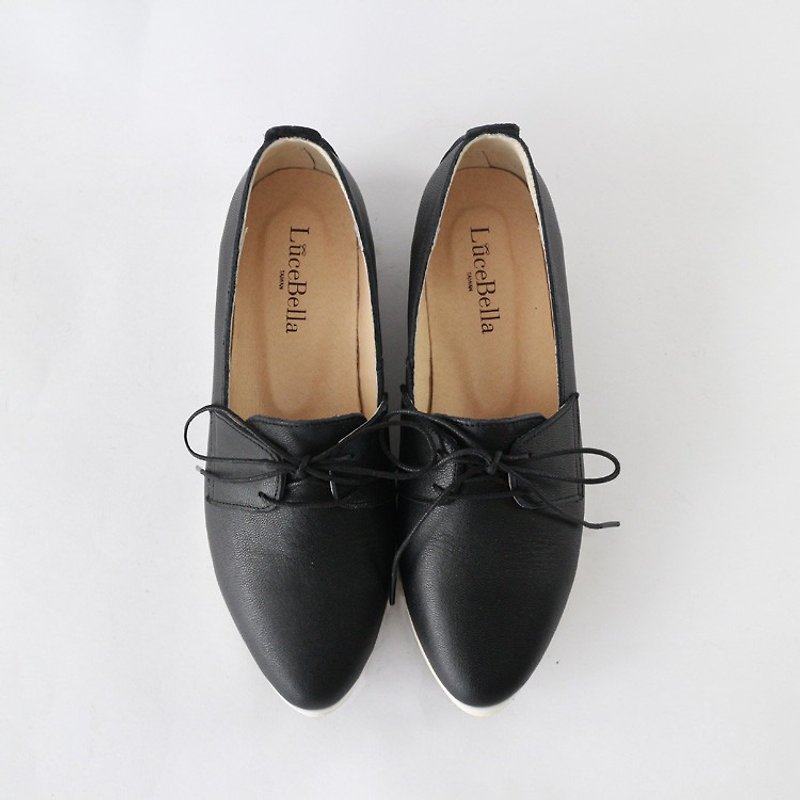 【Mordern Cupid】  Derby shoes -  black - รองเท้าลำลองผู้หญิง - หนังแท้ สีดำ