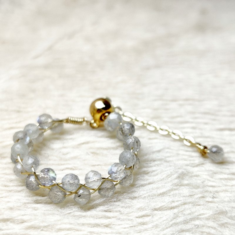 【設計款】14K金灰月光/拉長石戒指 14K Gold Labradorite Ring - 戒指 - 水晶 
