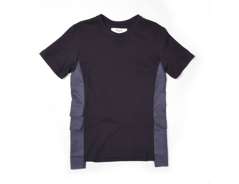 oqLiq - Urban Knight - 側邊西裝盔甲T-shirt (黑) - T 恤 - 棉．麻 黑色
