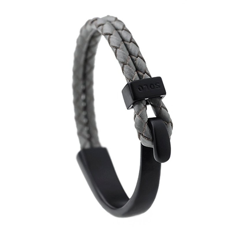 簡約勾釦皮編手環 Solo Basic Hook Weave LeatherBracelet - Bracelets - Other Metals 