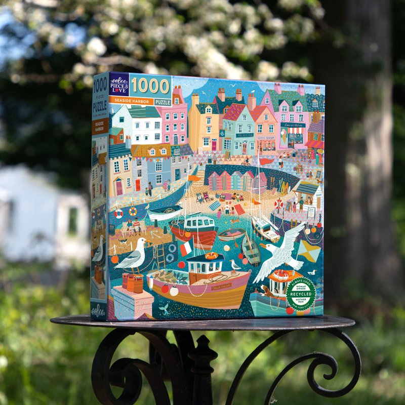 eeBoo 1000片拼圖 - 海濱港灣 Seaside Harbor 1000 Piece Puzzle - 拼圖 - 紙 藍色