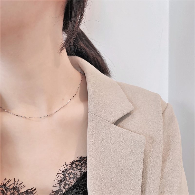 │Simplicity│High quality • Fine corrugated clavicle chain • 925silver • Sterling silver necklace - Necklaces - Sterling Silver 