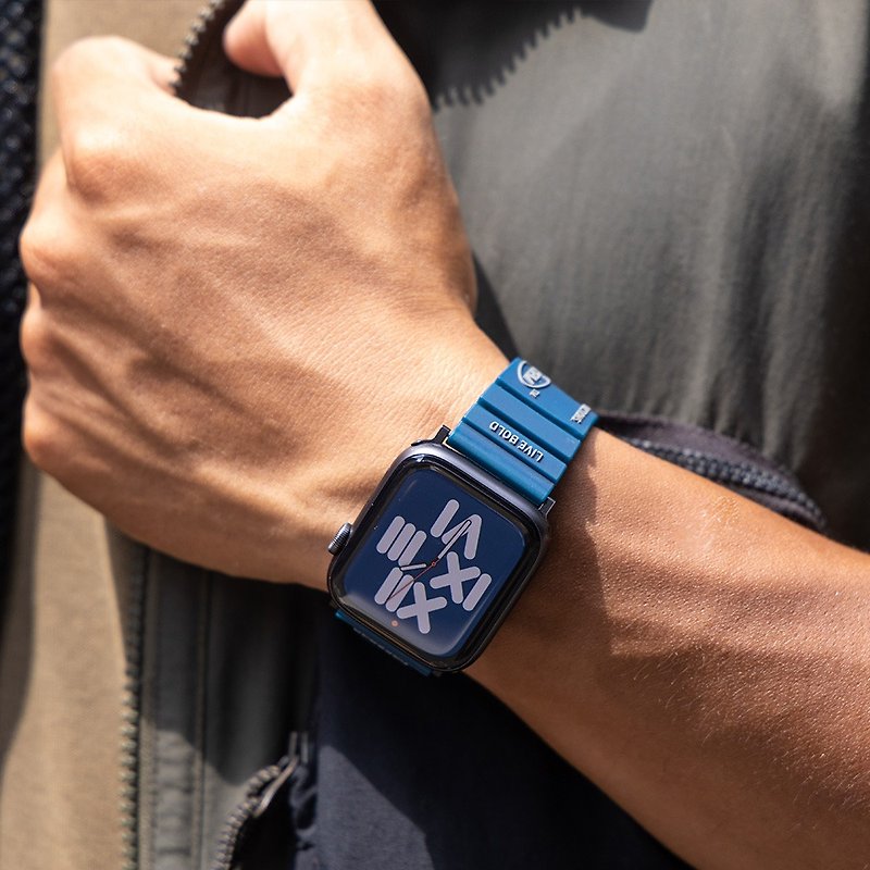 Apple Watch 42/44/45/49mm Shokku Street Style Silicone Strap-Blue - Watchbands - Plastic 