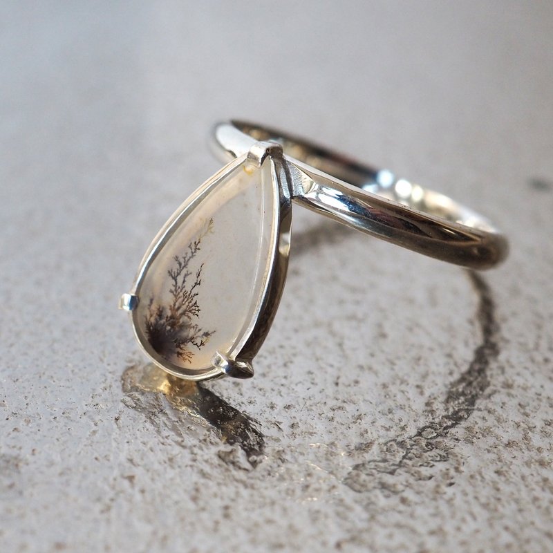 Dendritic agate silver ring - General Rings - Sterling Silver Silver