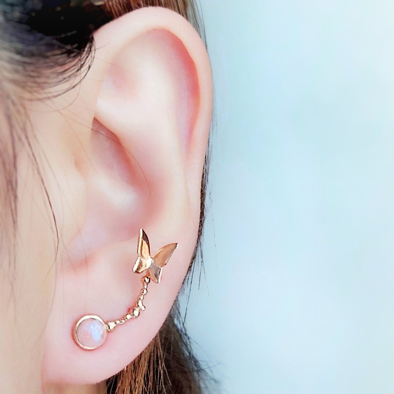 Butterfly Lazurite / Oligoclase Silver Earrings - Earrings & Clip-ons - Semi-Precious Stones Orange