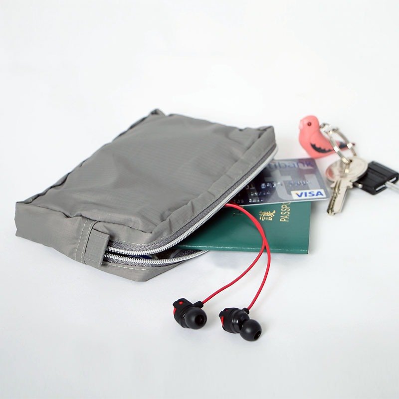收納包(小)．灰 - 化妝袋/收納袋 - 聚酯纖維 灰色