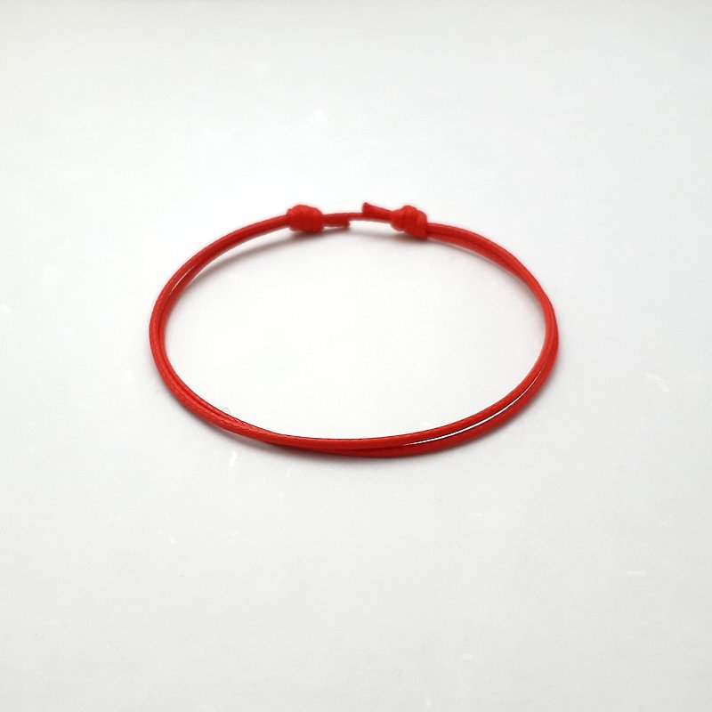 蠟線手環 極簡款 純蠟線無飾品 素色簡約 蠟繩細線 - 手鍊/手鐲 - 其他材質 紅色