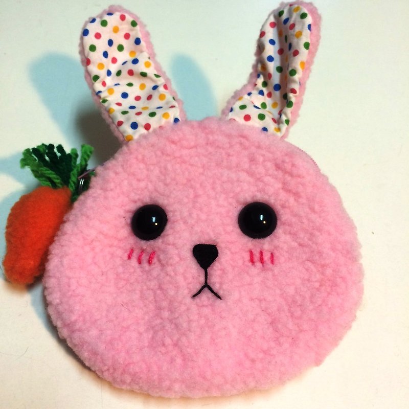 RABBIT LULU 兔子 零錢包  手創 兔奴專用 - 零錢包/小錢包 - 棉．麻 粉紅色