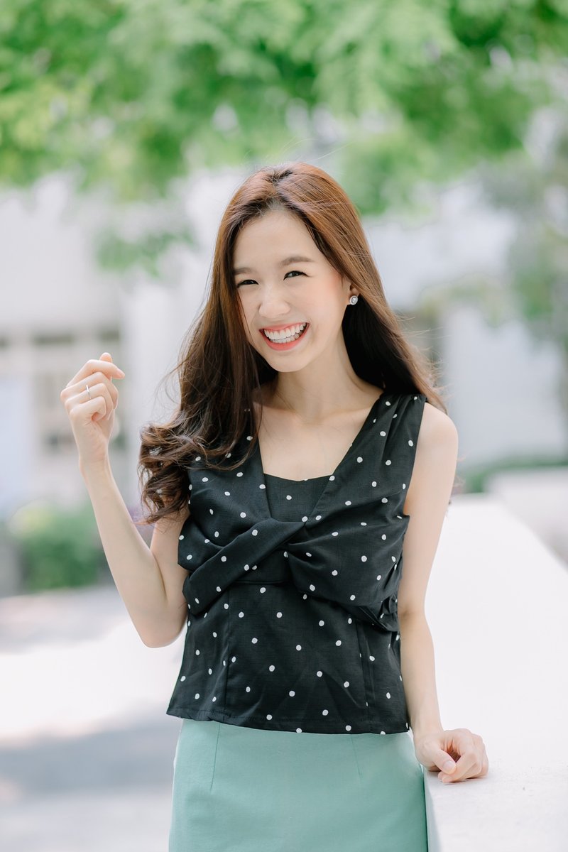Dotty bow zipperback crop - 女上衣/長袖上衣 - 其他材質 黑色