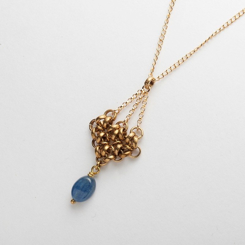 ::Gentle and Firm:: 14K Gold Stone Necklace Gentle Strengt - Necklaces - Other Metals Blue
