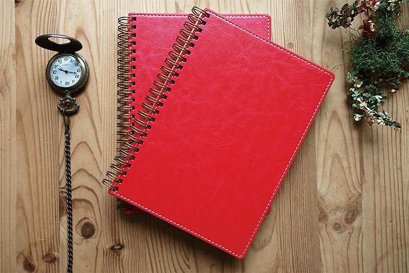 歲月靜好 A5仿羊皮線圈本 (介紙1.0-鋼筆專用紙)-紅色封面 - 筆記本/手帳 - 人造皮革 紅色