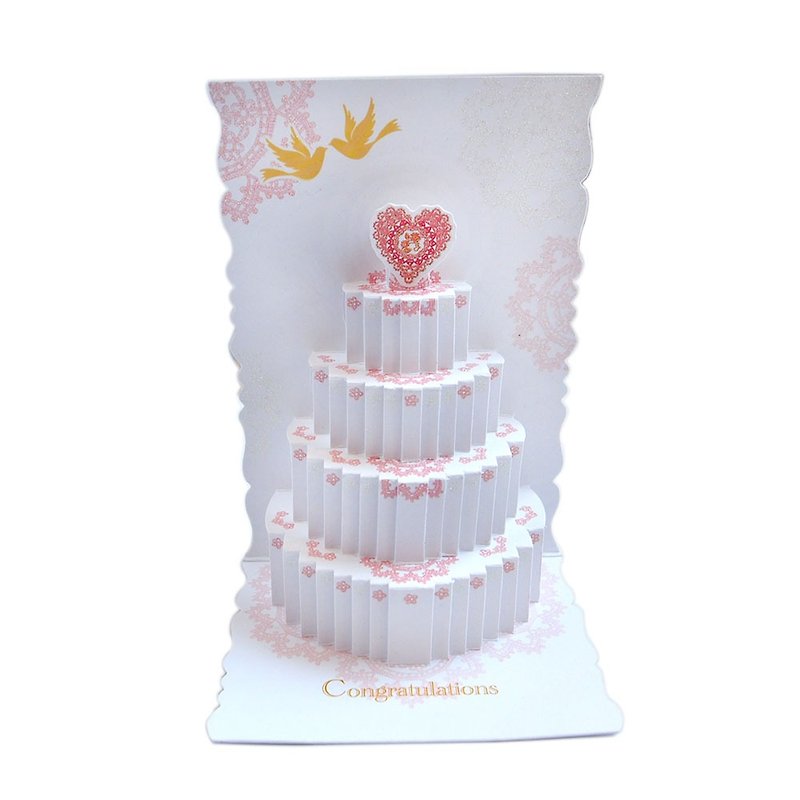 Multi-layer three-dimensional love wedding cake [Hallmark-JP card wedding congratulations] - Cards & Postcards - Paper White