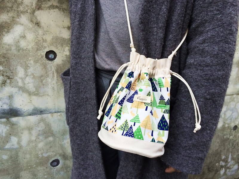 Nordic Forest / Japanese Cotton print / Shoulder bag  crossbodies  bucket bag - Messenger Bags & Sling Bags - Other Materials 