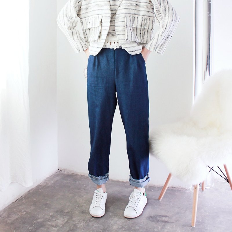 MaodiuL hundred points chic retro flash jeans - กางเกงขายาว - วัสดุอื่นๆ สีน้ำเงิน
