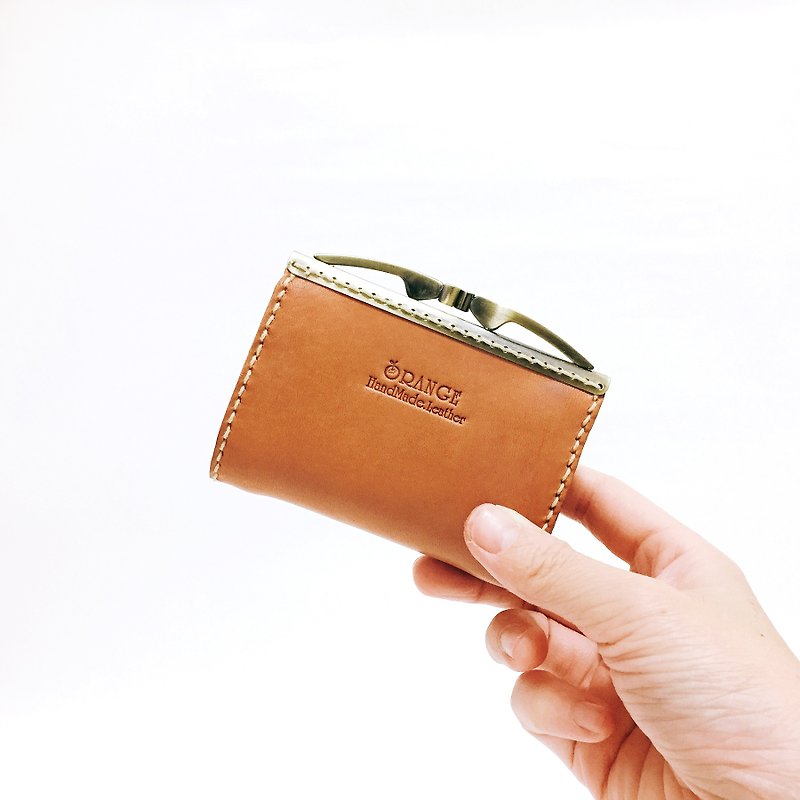 Small orange peel vegetable tanned cowhide gold bag/coin purse/coin purse - Coin Purses - Genuine Leather 