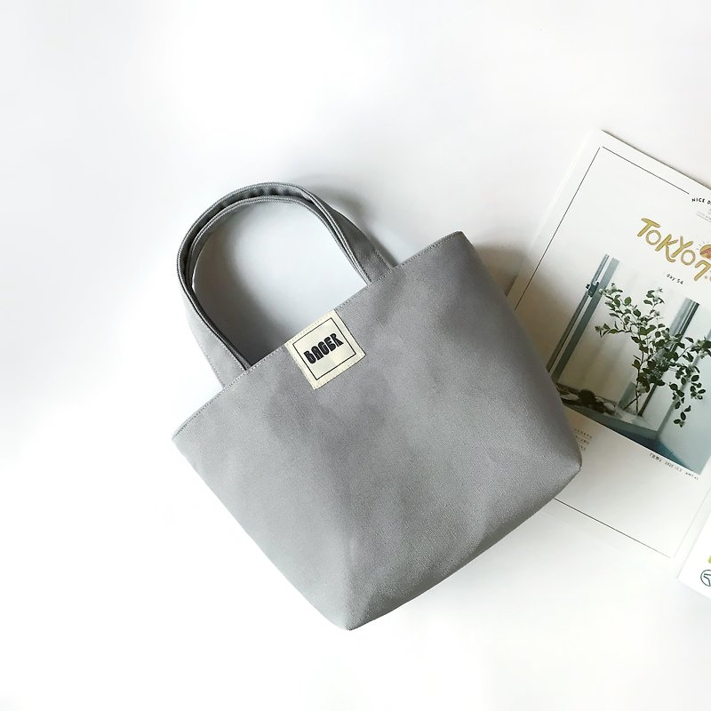 Simple Plain Canvas/ Tote Bag/ Lunch Bag/ Gray - กระเป๋าถือ - ผ้าฝ้าย/ผ้าลินิน สีเทา