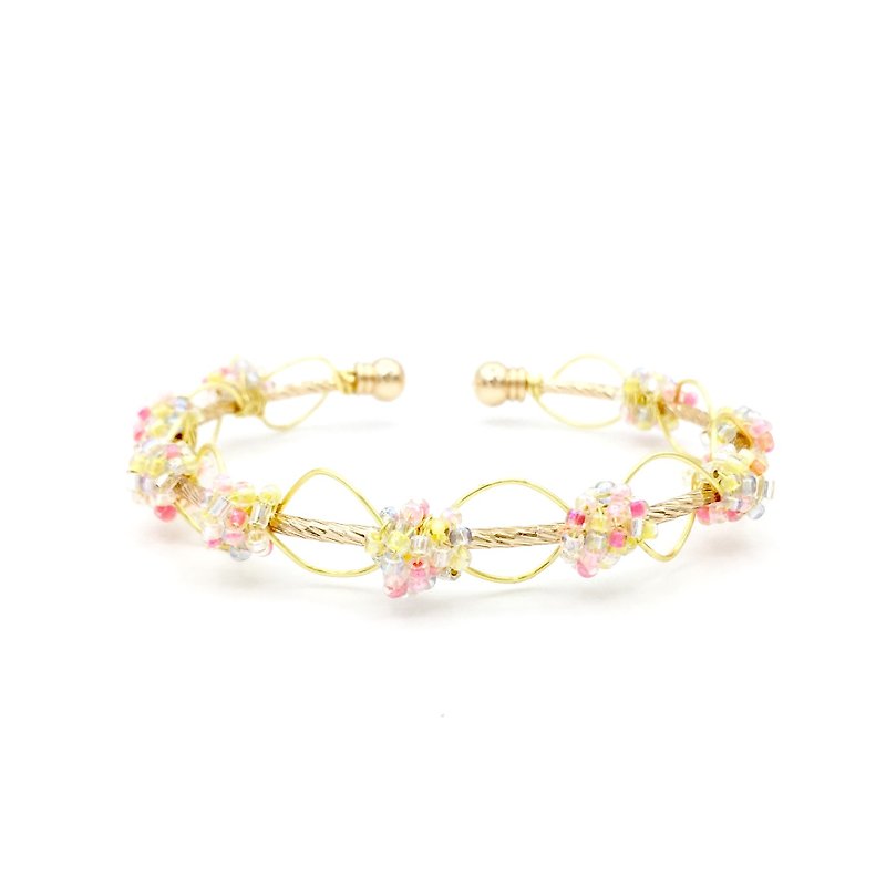 Fluorescent Beads 16K Gold Copper Pamycarie Bangle - Bracelets - Glass Yellow