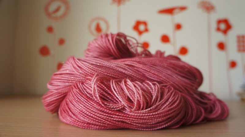 手染めのライン。ピンクのバラ（スパーク） - 編み物/刺繍/羊毛フェルト/裁縫 - ウール ピンク
