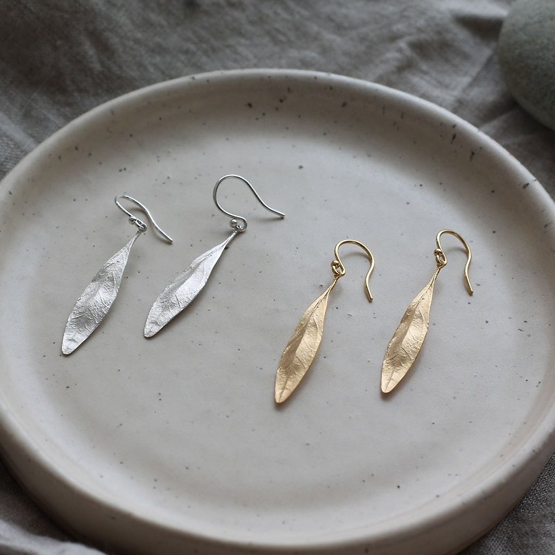 olive earrings - ต่างหู - เงินแท้ สีทอง