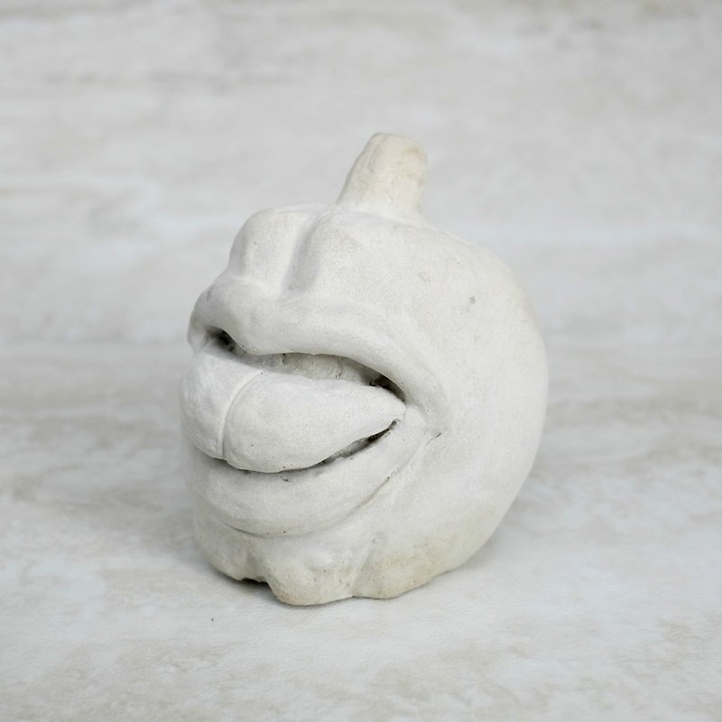 Cement。Pumpkin Paperweight 『Delighted long tongue man』 - Items for Display - Cement Gray