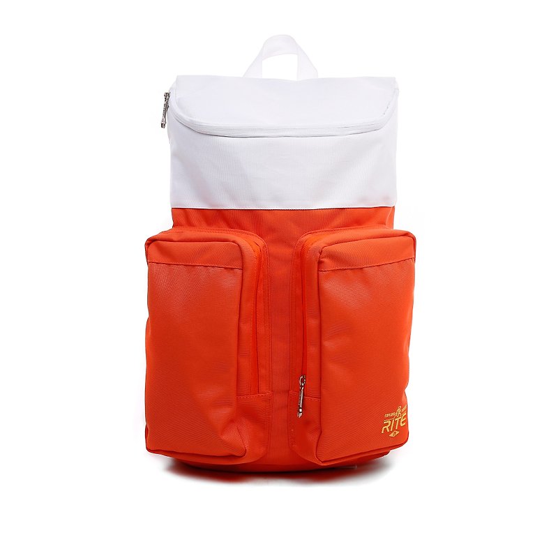 RITE-Urban║ツインバッグパッケージ新年特別版（L） - 春鯉刺繍 - ホワイト/オレンジ - ショルダーバッグ - 防水素材 
