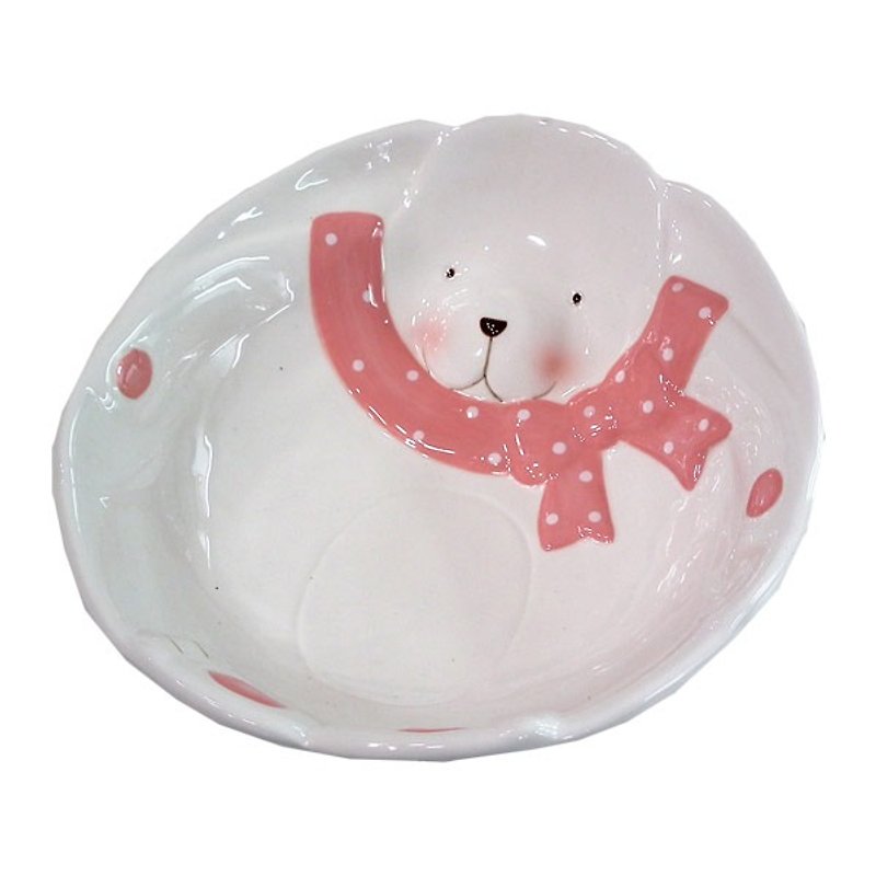 【BEAR BOY】Long-Eared Rabbit Ceramic Plate-S - จานเล็ก - ดินเผา 