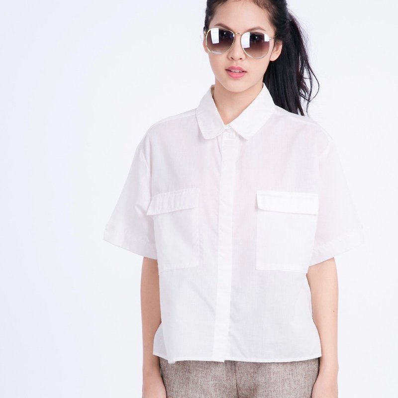 Cotton Linen Shirt - เสื้อผู้หญิง - ผ้าฝ้าย/ผ้าลินิน ขาว