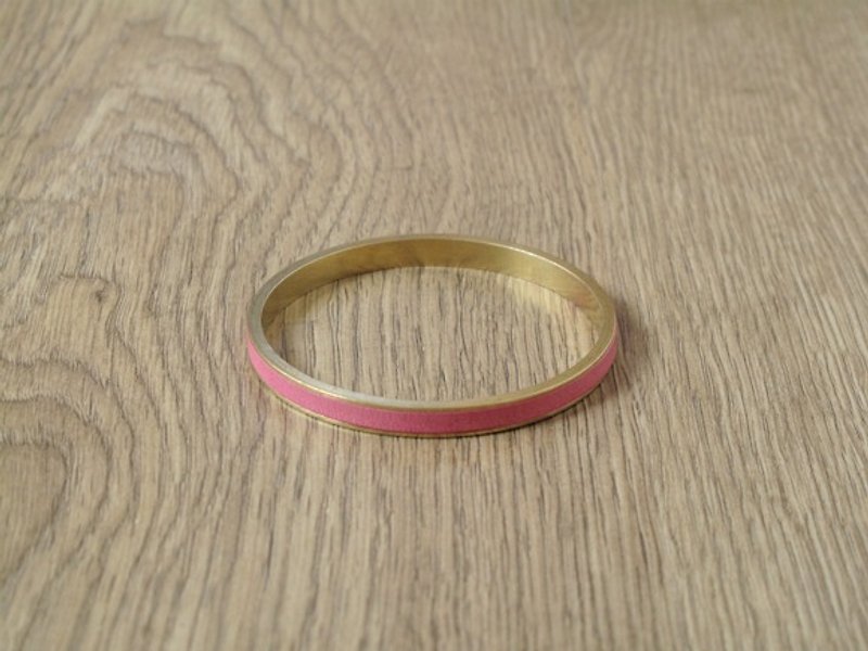 Bronze wind simple x leather bracelet (multicolor match) - Bracelets - Genuine Leather Pink