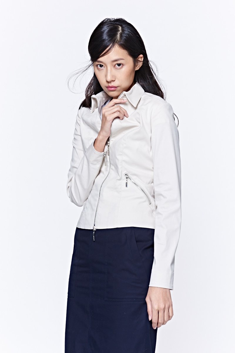 Versatile water repellent elastic slim jacket- Khaki - Women's Blazers & Trench Coats - Cotton & Hemp Khaki