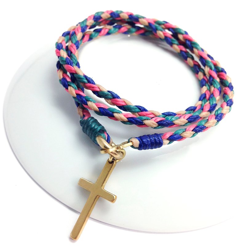 Classic cross. Multi-level wrap bracelet ◆ Sugar Nok ◆ wax line bracelet brass - Bracelets - Other Metals Multicolor