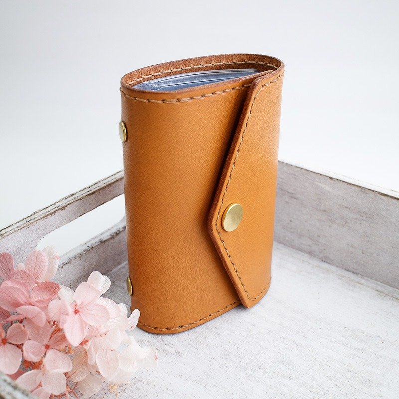 RENEW - Vegetable Tanned Leather Hand-Sewn 20 Cards Card Holder/Card Holder/Business Card Holder Brown - Card Holders & Cases - Genuine Leather Khaki