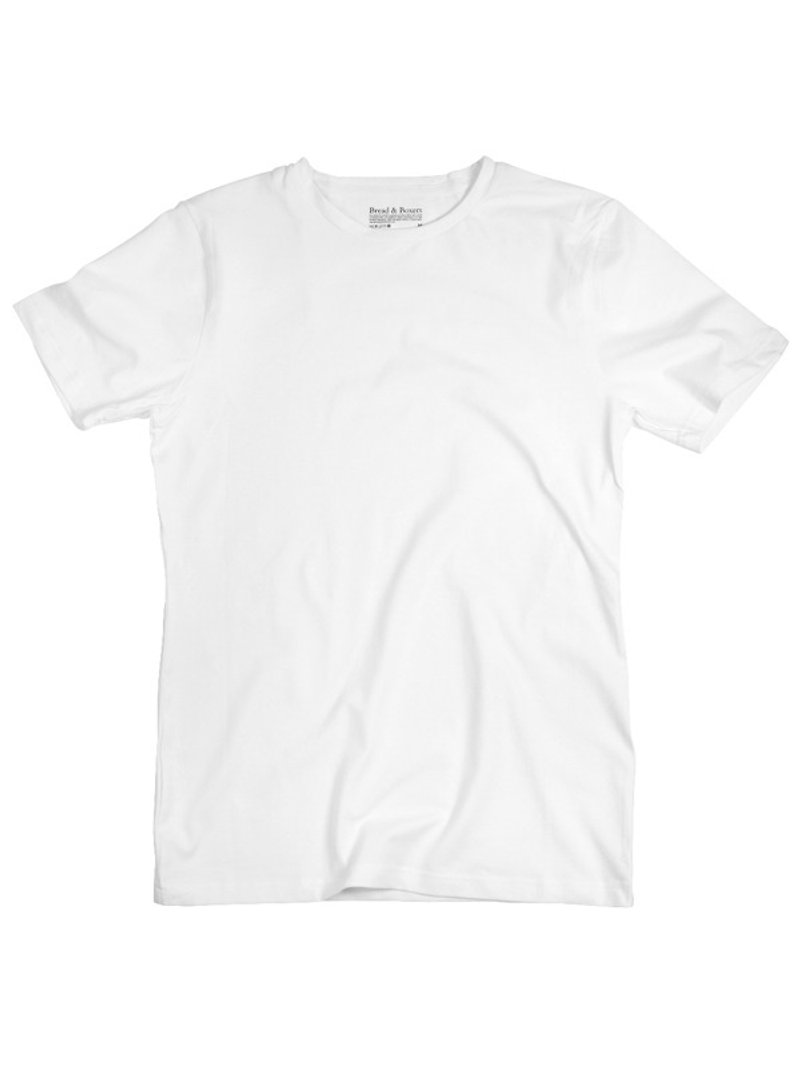 Bread & Boxers Crew Neck White and Grey Scandinavian Fashion Tee Fitted Tailoring - Men's T-Shirts & Tops - Cotton & Hemp 