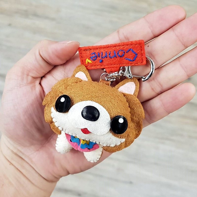 Skillful cat x city cat Bomei fox terrier tricolor puppet hanging ornaments key ring birthday gift - Keychains - Polyester Brown