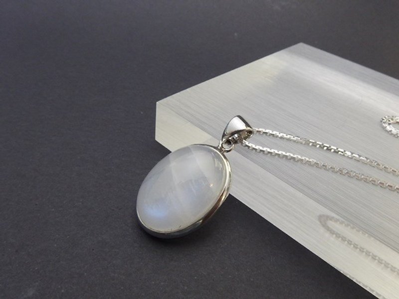 Natural Moonstone Silver Pendant Hong Kong exclusive Sold - Necklaces - Paper White