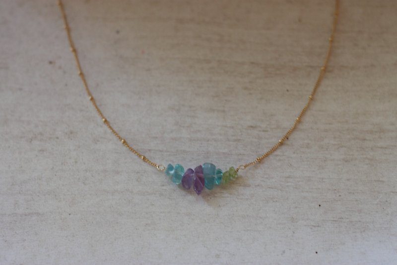Refreshing Tri-color natural stone necklace apatite, amethyst, peridot only this one currently available direct from stock index - Necklaces - Gemstone Green