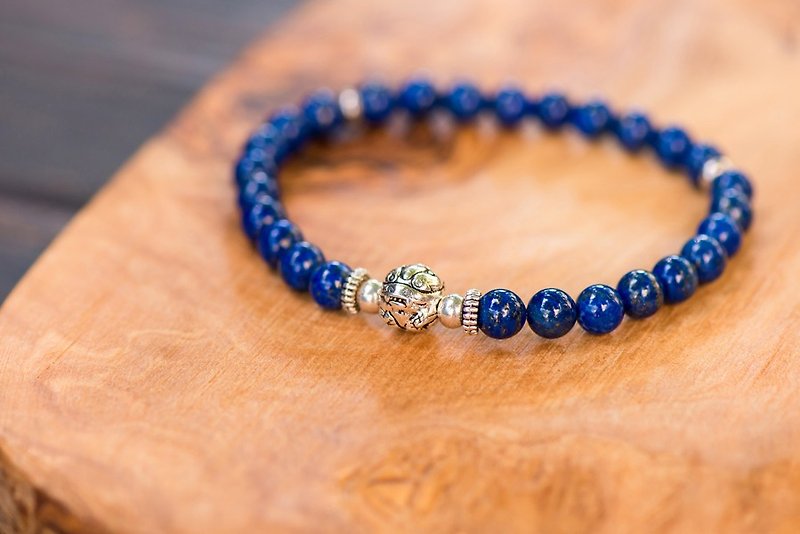 [Lucky] Woody'sHandmade. Lapis brave bracelets. 925 silver version. Prosperity - Lapis lazuli with pí xiū, 925 silver version - สร้อยข้อมือ - เครื่องเพชรพลอย สีน้ำเงิน