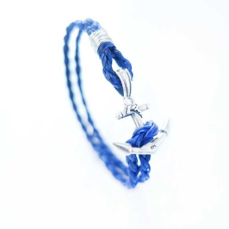 ANCHOR - Large Braided Waterproof Tailormade Bracelet Anklet - สร้อยข้อมือ - วัสดุกันนำ้ สีน้ำเงิน