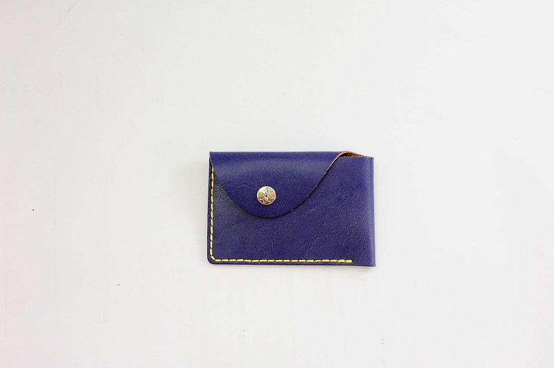 Be Two | single buckle leather business card holder (violet blue) - แฟ้ม - หนังแท้ สีน้ำเงิน
