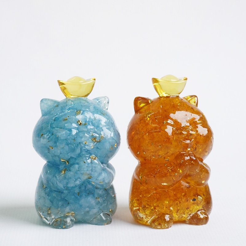 【Hourrae荷萊】獨家訂製 元寶招財貓 水晶擺件 - 擺飾/家飾品 - 水晶 多色