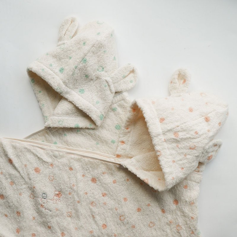 【kontex】Japanese organic cotton Mule series dotted bear hooded towel/bath towel - Towels - Cotton & Hemp Multicolor