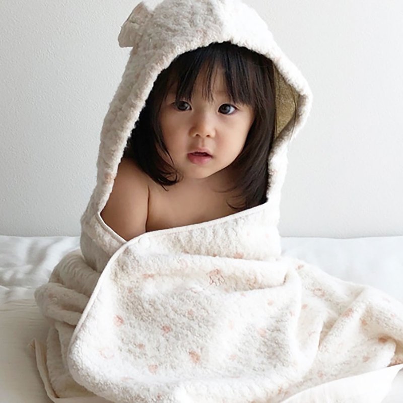 【kontex】Japanese organic cotton Mule series dotted bear hooded towel/bath towel - ผ้าขนหนู - ผ้าฝ้าย/ผ้าลินิน หลากหลายสี