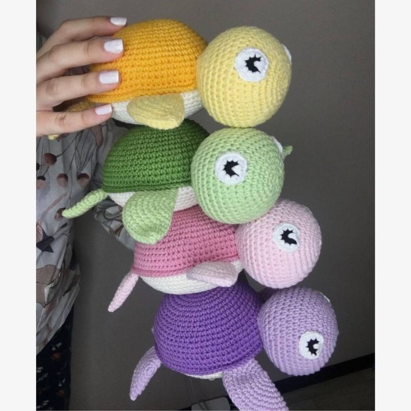 Turtle plush, turtle toy, crochet turtle, sea animal - 寶寶/兒童玩具/玩偶 - 其他材質 多色