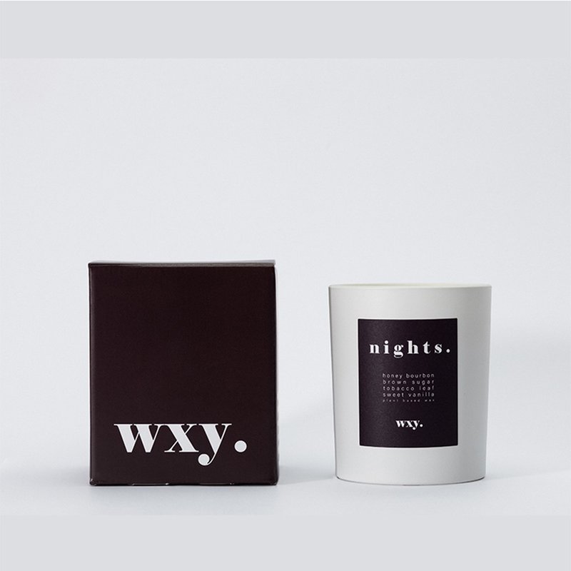 【微瑕疵/盒損】英國 wxy 經典蠟燭- nights. 波本酒 & 菸草 - 香氛蠟燭/燭台 - 玻璃 咖啡色