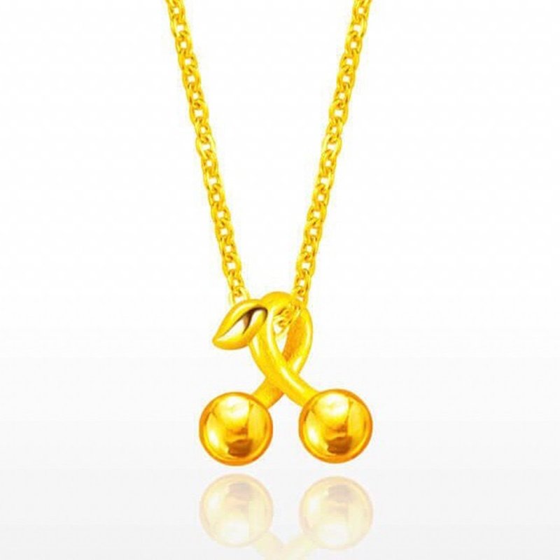 【Asian Gold Jewelry】True Love Password-Little Cherry- Gold Necklace ...