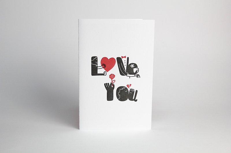 【Letterpress printing】Card-Love You (180 lbs of fine art paper/envelope) /Universal card/Valentine's day card - Cards & Postcards - Paper 